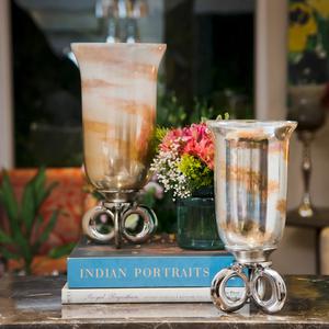 Portavelas abstracto de aluminio con votivo de cristal para centros de mesa de boda decoración superventas - Product Image 2