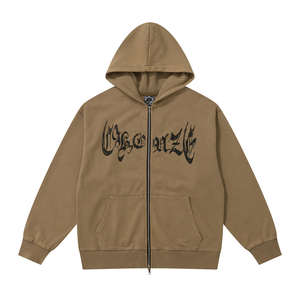 Sudaderas con capucha con cremallera y estampado de soplo para hombre de Color sólido con logotipo personalizado, superventas, cómodas y holgadas, sudadera con cremallera con estampado de soplo para hombre - Product Image 4