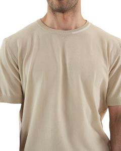 Camiseta de Punto Básica para Hombre, Corte Regular, Color Beige, Manga Corta, Estilo Minimalista, Informal Elegante, Esencial - Product Image 4