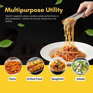 Wholesale Manufacturer Kitchen Accessories Spaghetti Pasta Clip Clamp Bbq Salad Tongs Stainless Steel Food Bread Tong - Product Image 5
