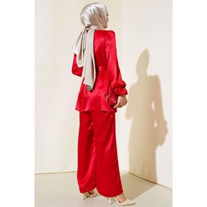 Mujer Rojo Cinturón Brillante 2 Piezas Set - Product Image 4