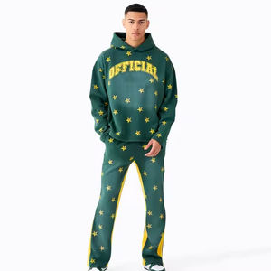 Custom 400 GSM XXL Size <b>Men's</b> <b>Jogger</b> Tracksuit <b>Baggy</b> Fleece Sweatpants Hoodie Flared Sets Breathable Windproof Screen Printed - Product Image 4