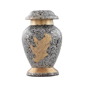 Urnas de recuerdo de cremación de latón de alta calidad con grabado de flores Peltre y color verde azulado acabado para cenizas humanas-Suministro funerario - Product Image 5