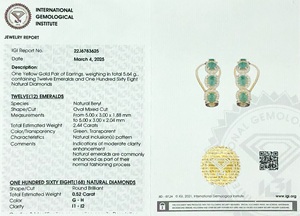 2,44 CTW Real Zambian Esmeralda pendientes de aro 14K oro amarillo diamante Halo declaración pendientes Latch Back May Birthstone pendientes - Product Image 4