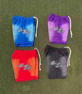 Pantalones cortos para hombre 100% algodón francés Terry de gran tamaño estampado de moda bolsillos de cintura media diseñador gráfico ácido lavado pantalones cortos para hombres - Product Image 6