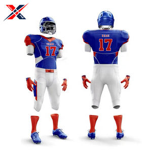 Uniforme de fútbol americano azul y blanco de alta calidad, tela ligera, para uso deportivo OEM el mejor servicio, talla grande disponible - Product Image 3