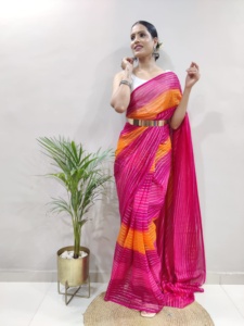 Zari Georgette Tela única con Sari impreso digital y costura completa Listo para usar con Sari - Product Image 6