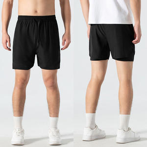 Pantalones cortos de poliéster para correr para hombre, pantalones cortos bordados para exteriores, pantalones cortos de malla para correr, entrenamiento atlético, gimnasio - Product Image 3