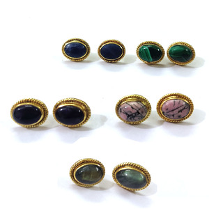 Natural Amethyst <b>Earrings</b> 925 Sterling Silver Gold Plated Amethyst <b>Earring</b>, Amethyst Oval Cabochon <b>Stud</b> <b>Earrings</b> - Product Image 3