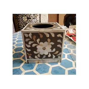 Boîte à mouchoirs élégante en incrustation d'os pour restaurant utilisée pour le distributeur de mouchoirs en forme de table basse porte-serviettes pour produit Offre Spéciale - Product Image 4