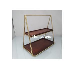 แท่นวางช็อคโกแลตเค้กไม้และโลหะ2ชั้นรูปทรงกำหนดขนาดเองได้สำหรับร้านอาหารโรงแรม - Product Image 3