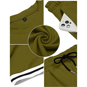 เสื้อยืดและกางเกงขาสั้นสำหรับผู้ชายใส่สบายชุดสองชิ้นออกแบบมาสำหรับการฝึกไลฟ์สไตล์ในยิมหรือใช้ในชีวิตประจำวัน - Product Image 5