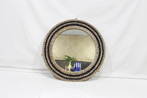 Miroir mural irrégulier grand format Artex Dong Thap en bois massif et verre, finition noire, décoration intérieure - Product Image 4