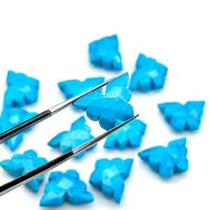 Perles de pierres précieuses en turquoise bleue facettées en forme de papillon 14X10 MM Charme de papillon sculpté pour la fabrication de bijoux - Product Image 4