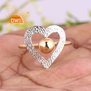 แหวนซ้อนดีไซน์รูปหัวใจชุบทอง18K ทำด้วยมือล่าสุดเครื่องประดับชั้นดีสำหรับผู้หญิงของขวัญสำหรับผู้หญิง - Product Image 2