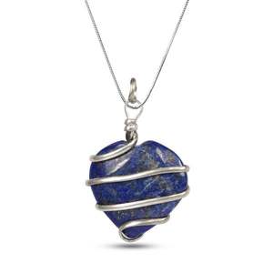 จี้หัวใจ Lapis Lazuli หินกึ่งมีค่างานฝีมือลวดบำบัดอัญมณีฮวงจุ้ยหัวใจแปรปรวน - Product Image 3