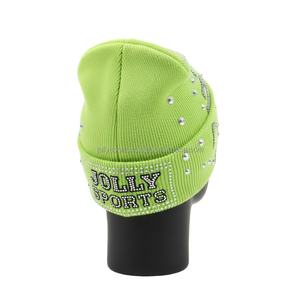 Gorro de Punto para Mujer, Tejido Elástico GSM, Elegante, Adornado con Pedrería, Logotipo Personalizado, Gorro de Invierno para Exteriores, Gorro de Jacquard - Product Image 5