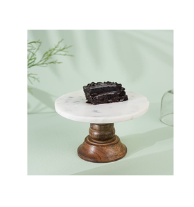 Customized Marble Cake <b>Display</b> Dessert Wood <b>Stand</b> Natural Marble Circular Tray Wedding Cake <b>Stand</b> for Round Shape - Product Image 2