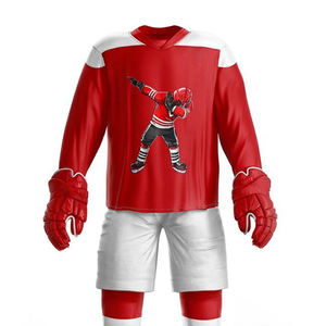 Tenue de hockey sur glace de qualité supérieure personnalisée, vêtements de sport pour adultes, ensembles en spandex/polyester, broderie, séchage rapide, respirant - Product Image 4