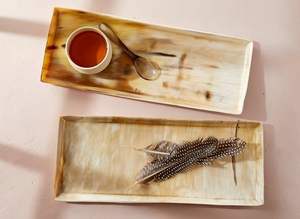 Venta al por mayor, bordes curvos rectangulares, cuernos de búfalo naturales reales, Bandejas para servir, bandeja de decoración para el hogar, utensilios de cocina de SUPER ENTERPRISES - Product Image 2