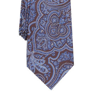 Corbata de seda delgada con diseño Paisley Genoa azul para hombre, talla regular, estilo Hunter, de Tasso Elba - Product Image 1