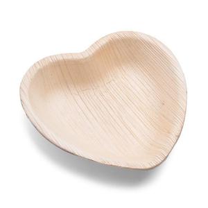 Assiette jetable biodégradable écologique en forme de coeur de 10 cm en forme de feuille d'areca Vaisselle verte - Product Image 1