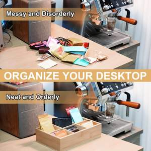 4 Pcs Organisateur de stockage divisé en bambou Conteneur en bambou avec 6 compartiments Bac de stockage des aliments en bois Boîte à thé en bois Bambou - Product Image 4