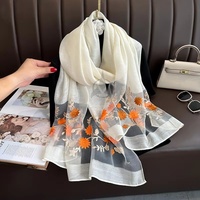 Nouveau Foulard Carré en Soie 220g Multifonctionnel Imprimé Floral Ethnique Personnalisé de Haute Qualité pour Femme Musulmane Printemps-Automne