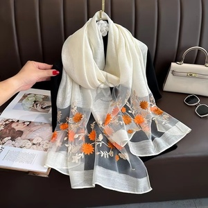 Mới Nhất Chất Lượng Cao Mùa Xuân Mùa Thu Phụ Nữ Dân Tộc Tùy Chỉnh In Lụa Vuông Khăn Choàng Khăn Choàng Bán Buôn - Product Image 3