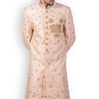 Nouveau Sherwani de Haute Qualité avec Logo Brodé Traditionnel, Conception Hiver/Été, pour Mariage et Fêtes, Tissu Personnalisable, Longueur Genou