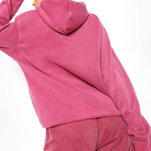 Street Wear Acid Wash Vintage Faded Distressed Mujeres Sudadera de gran tamaño Poliéster Algodón Invierno Casual Patrón sólido - Product Image 2
