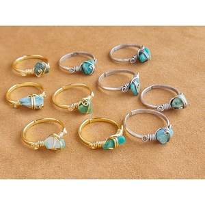 Turquoise Bohemia Gemstone <b>Rings</b> Gold Plated Brass Jewelry for Gift - Product Image 2