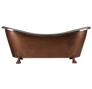Recién llegado elegante Clawfoot cobre doble zapatilla bañera diseños de baño de lujo barato asequible acabados de cobre antiguo - Product Image 4