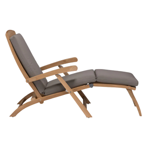 Tumbona Ergonómica Moderna de Madera de Teca sin Ruedas, Reclinable Ajustable y con Cojín Acolchado para Uso en Villas y Exteriores - Product Image 5