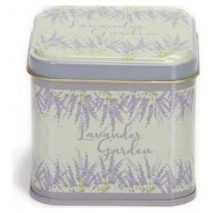 90x90x80 mm Lavender Garden Slip Lid Tin <b>Box</b> 0.6 L Square <b>Decorative</b> <b>Storage</b> with Elegant Style - Product Image 1