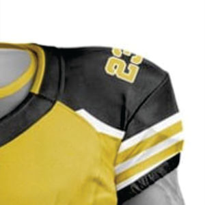 Uniforme de football américain sublimé en polyester 100% personnalisé pour hommes maillot court en sergé respirant jaune noir - Product Image 4