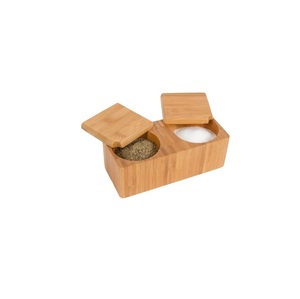 Boîte à sel en bois de forme ronde carrée personnalisée Nouveaux outils d'herbes et d'épices de couleur bois naturel Conteneur de poudre de poivre économique - Product Image 4