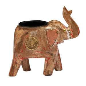 Portavelas de madera con forma de elefante al por mayor diseño vintage de alta calidad para iluminación de Casa de Campo y hogar diseño innovador - Product Image 1