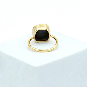 Elegant 18K Gold Plated Black Onyx Cushion Cut Trendy Certified <b>Ring</b> for <b>Men</b> Women for Daily Wear Weddings Parties - Product Image 4