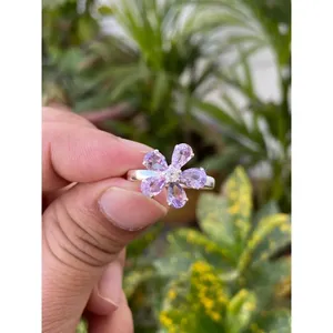 Lavender Amethyst Floral Statement <b>Ring</b> 925 Sterling Silver Handmade Gemstone <b>Ring</b> Wholesale Jewelry Supplier - Product Image 1