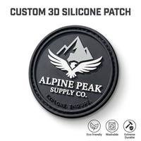 Patch en silicone 3D personnalisé avec logo en relief pour vêtements d'extérieur et sacs à dos, étiquette en caoutchouc PVC souple avec rainure de couture, vente en gros