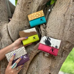 नई असली हस्तनिर्मित बाल छुपाएं पर पशु प्रिंट फर चमड़ा महिलाओं के पर्स स्टाइलिश रंगीन बहु का उपयोग करता पर्स एटीएम कार्ड धारक जेब