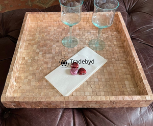 Premium MOP Inlay Tray by Tradebyd Elegante bandeja hecha a mano Ideal para servir en la cocina y regalos - Product Image 2