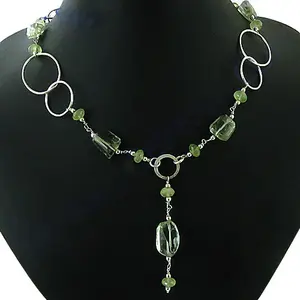 925 <b>Silver</b> Beaded <b>Necklace</b> for <b>Women</b> Fashionable Peridot Gemstone Jewelry Gift - Product Image 2