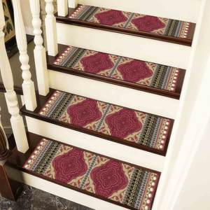 Alfombra Rosa Oscuro, Alfombra Estampada con Patrón Étnico Bohemio, Alfombra de Entrada - Product Image 5