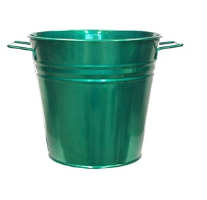 Maceta de acero redonda de cubo de flores de hojalata galvanizada grande con diseño colgante para guardería casera - Product Image 1