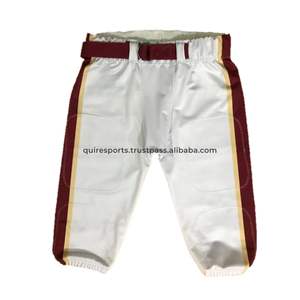 Red American Football Pants <b>White</b> Mesh Side Stripe Built In Hip Thigh Padding Lightweight Practice Training Pants - Product Image 4