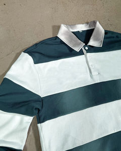 Trade Mfg de gran tamaño para hombre de algodón de talla grande para Polo de manga larga corte coser rayas Jersey Panel Vintage Block Spray - Product Image 5