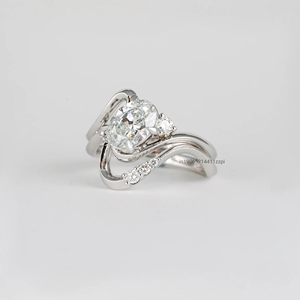 1.50 Carat Elongated <b>Oval</b> Cut <b>Moissanite</b> Diamond Crushed Ice <b>Engagement</b> <b>Ring</b> Dainty <b>Oval</b> Cut Bridal Wedding <b>Ring</b> - Product Image 3
