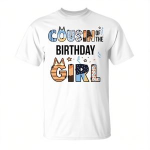 T-shirt blu coordinata per amanti dei cani, design per compleanno di bambina e cugina - per occasioni speciali - Product Image 2